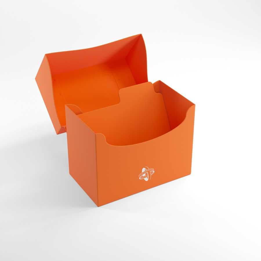 Gamegenic Side Holder 80+ Orange - Card Deck Storage for 80+ Cards, Self-Locking Lid, Orange Finish, Gamegenic