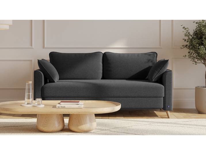 BRUNO Schlafsofa 160cm in Anthrazit Flow stabiles Massivholz & Boxspringkomfort