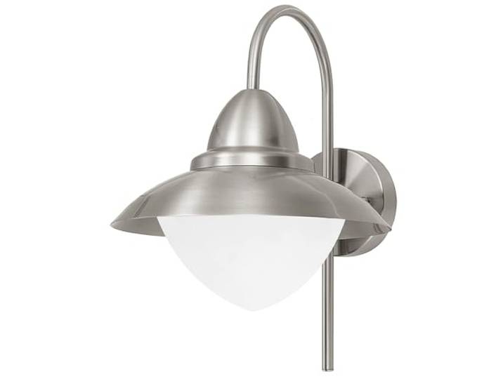 Eglo Lampe murale extérieur Sidney\, luminaire extérieur à flamme\, applique murale en acier inoxydable\, verre : blanc\, opale mat\, couleur : argent\, douille : E27\, IP44