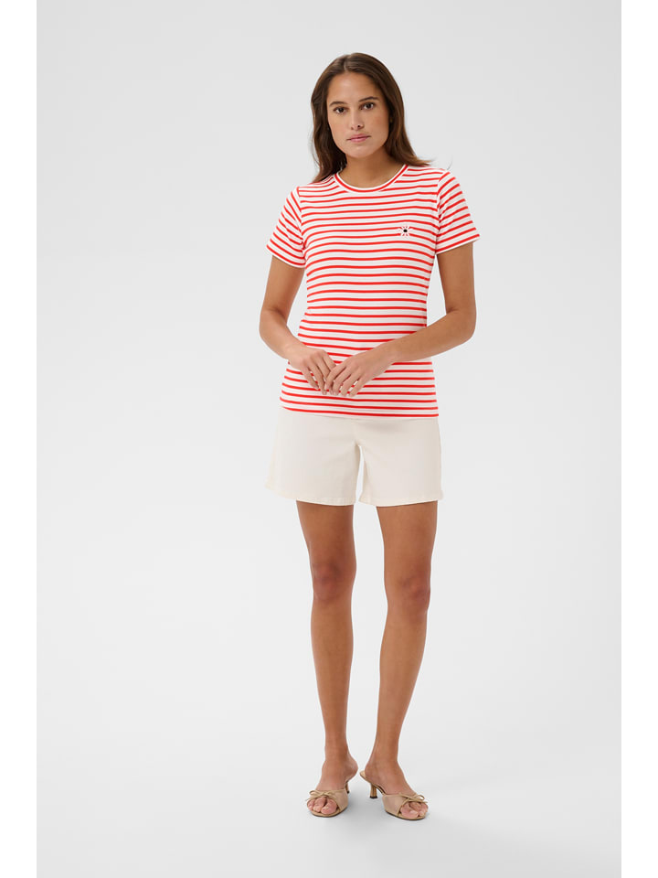 Kaffe Shirt in Weiß/ Rot - XXL