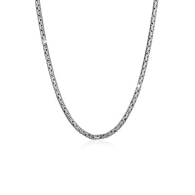 Silberkette KUZZOI "Herren Glieder Königskette Massiv 925 Silber" Gr. 50, schwarz, Halsketten, Herren, 50, ohne Stein, Silber 925 (Sterlingsilber), L: 50, Silberkette
