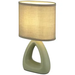 Tischleuchte Tischlampe Keramik Nachttischleuchte Textil grün Leselampe 1 flammig, 1x E14 Fassung, LxBxH 17x10x30 cm