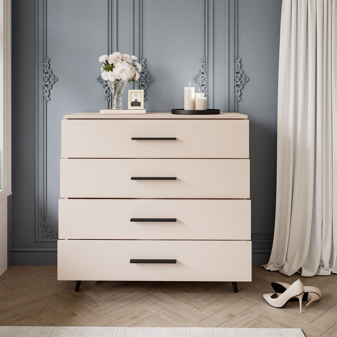Canora Grey Azwa Chest of Drawers with Drawers Cashmere/Black 90cm H X 95cm W X 40cm D
