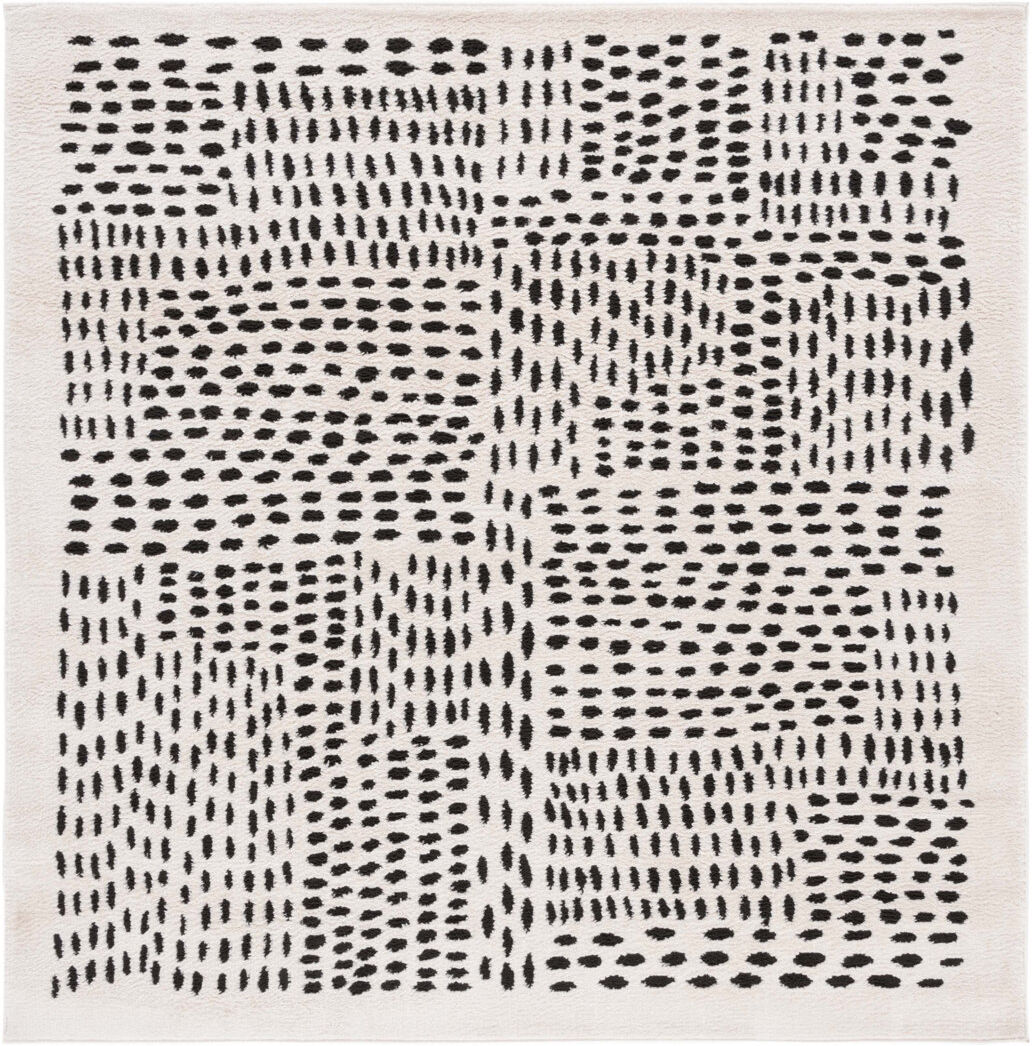 Ebern Designs Megnan Area Rug In Ivory & Black Ivory / Black Square 201cm