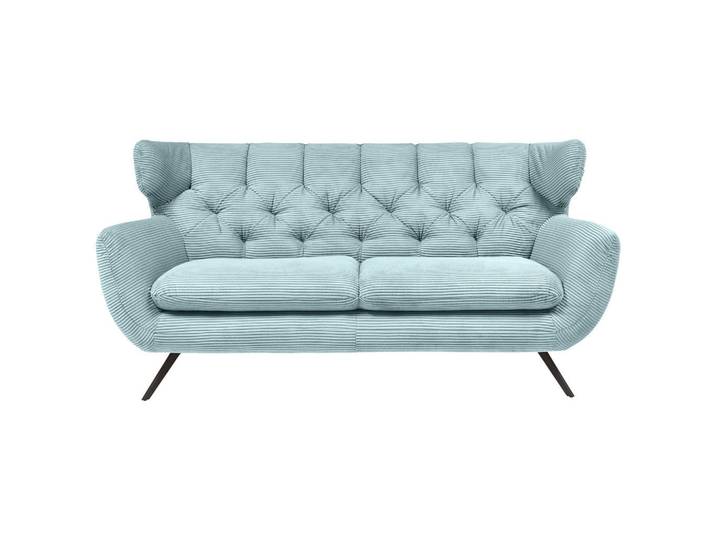 Pure Home Lifestyle Chesterfield-Sofa, Hellblau, Metall, 160x94x95 cm, Goldenes M, Fussart wählbar, Stoffauswahl, Wohnzimmer, Sofas & Couches, Chesterfield Sofas