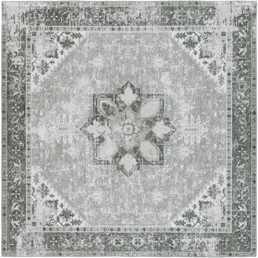Blue Elephant Tucson Florentine Machine Washable Non-Slip Area Rug Green Square 183 cm