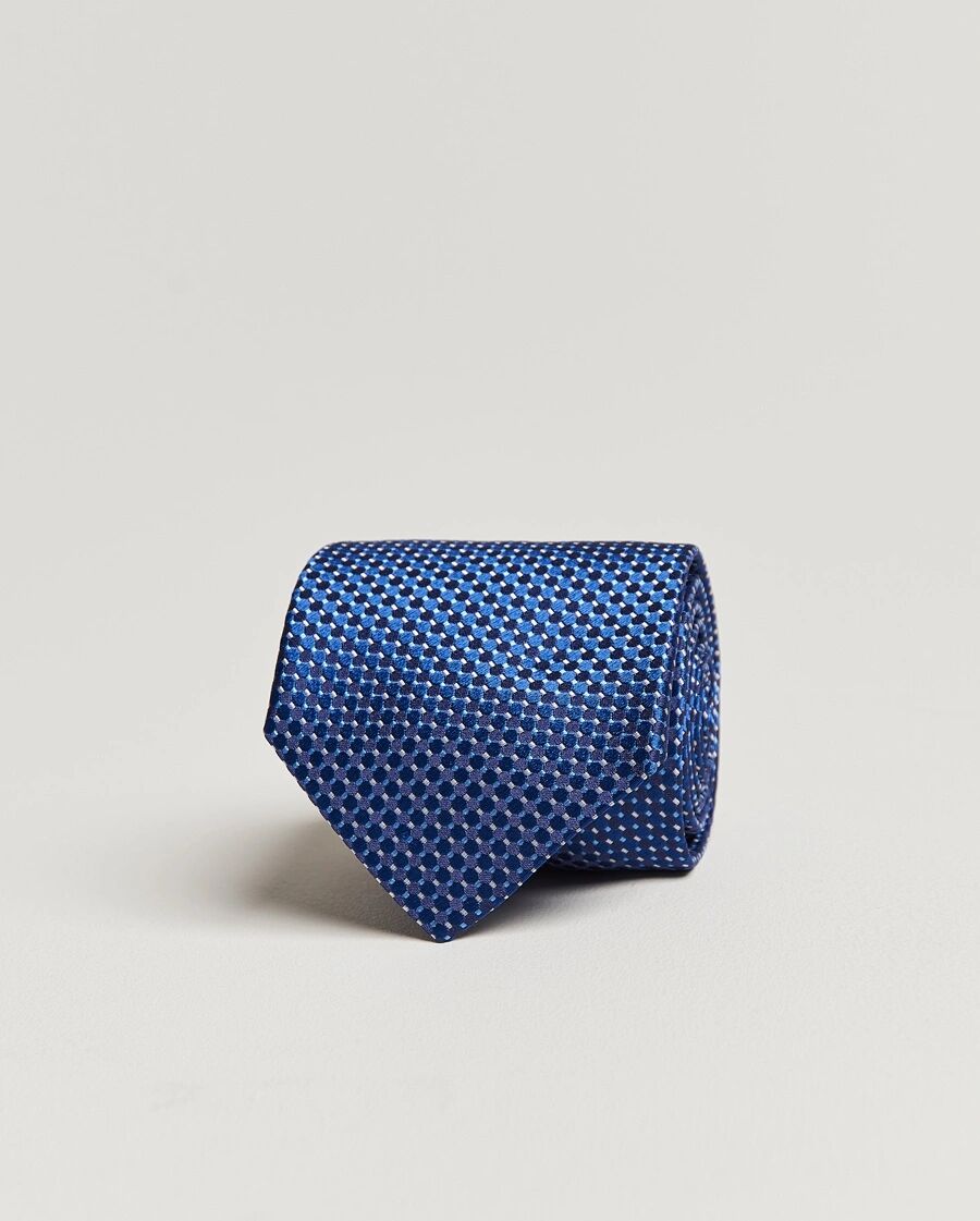 Eton Silk Geometric Weave Tie Navy
