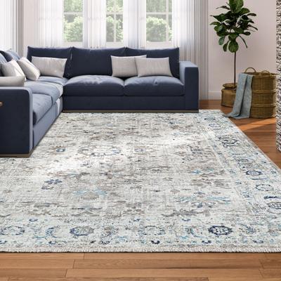 Dream Decor Rugs Remnier Palatial Bloom Antique Cream Fringed Area Rug