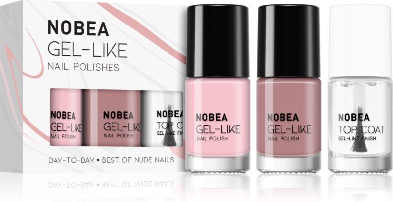 NOBEA Day-to-Day 3-Piece Nail Polish set with Top coat nail polish set Best of Nude Nails