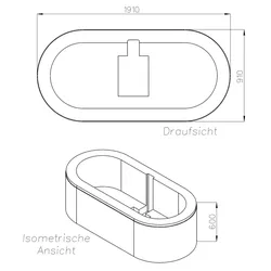 Neuesbad Wannenträger für Villeroy & Boch Cetus 175x75 oval nur m. Ablage SW12164