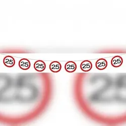 Folat 25. Geburtstag Verkehrsschild Wimpelkette
