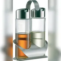 APS 3x Menage Essig/Öl TREND LINE, aus Glas, Oberteil Kunststoff verchromt,