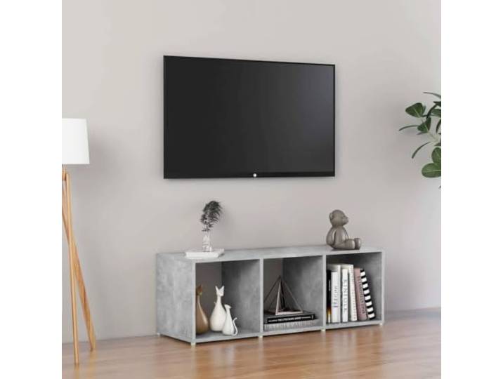 HEFZGDB TV-Schrank Betongrau 107x35x37 cm Holzwerkstoff mit 3 Fächern, Stauraum für Multimedia-Geräte, horizontal oder vertikal aufstellbar, klassisches Design für Wohnzimmer,