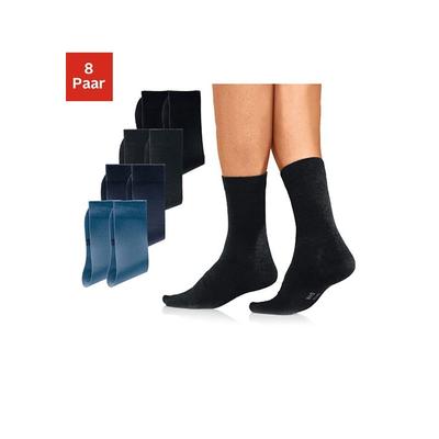 Basicsocken H.I.S "Herren Business Socken Strümpfe Anzugsocken Atmungsaktiver Baumwolle", Herren, Gr. 43-46, blau (schwarz, anthrazit, blau), Baumwolle, Baumwollmischung, Elasthan, Polyamid, unifarben, elastisch, Socken, mit hohem Baumwollanteil
