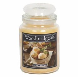 Fragrance and Style GmbH Woodbridge Duftkerze Creamy Vanilla | 130h Brenndauer | 565g Aromakerze im Glas | 2 Baumwoll-Dochte