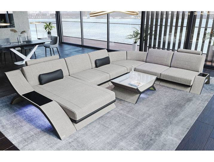 XXL Wohnlandschaft Calabria U-Form aus Stoff