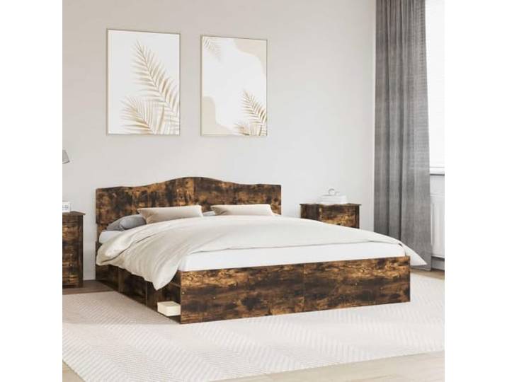 KTHLBRH Bettgestell 200 x 200 cm, Kiefer massiv Technisches Holz, Kopfteil inklusive, modernes Design, klare Linien
