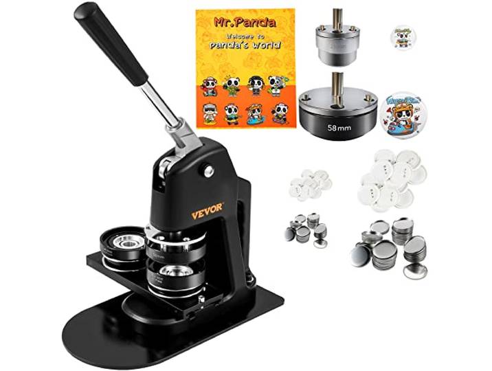 VEVOR Machine à Badges de 25 + 58 mm Presse à Badge avec 500 Kits de Matériels Livre Magique et Coupe-Cercle Machine à Fabriquer des Badges en Alu et ABS Kit pour Personnalisation de Badge à Épingles