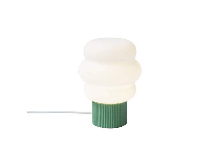 Lampe de table Japandi verte avec verre opale 18cm - Kumo