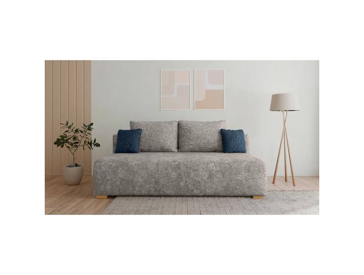 Mid.you Schlafsofa Moss, Blau, Grau, Kunststoff, 3-Sitzer, Füllung: Komfortschaum,Komfortschaum, 200x90x100 cm, Stoffauswahl, Rücken echt, Wohnzimmer, Sofas & Couches, Schlafsofas, Schlafsofas mit Bettkasten