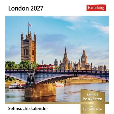 London Sehnsuchtskalender 2027 - Wochenkalender mit 53 Postkarten