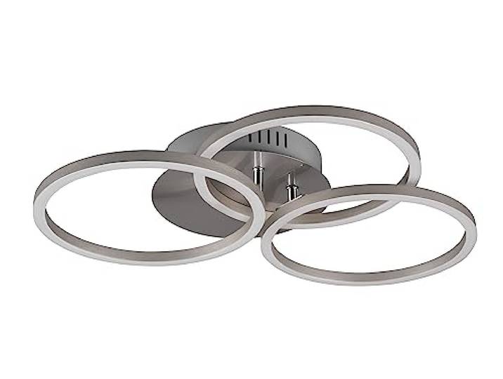 Reality Leuchten LED Deckenleuchte Circle R62823107, Metall Nickel matt, inkl. 27 Watt LED, Fernbedienung, Dimmer, Farbwechsel, Nachtlicht