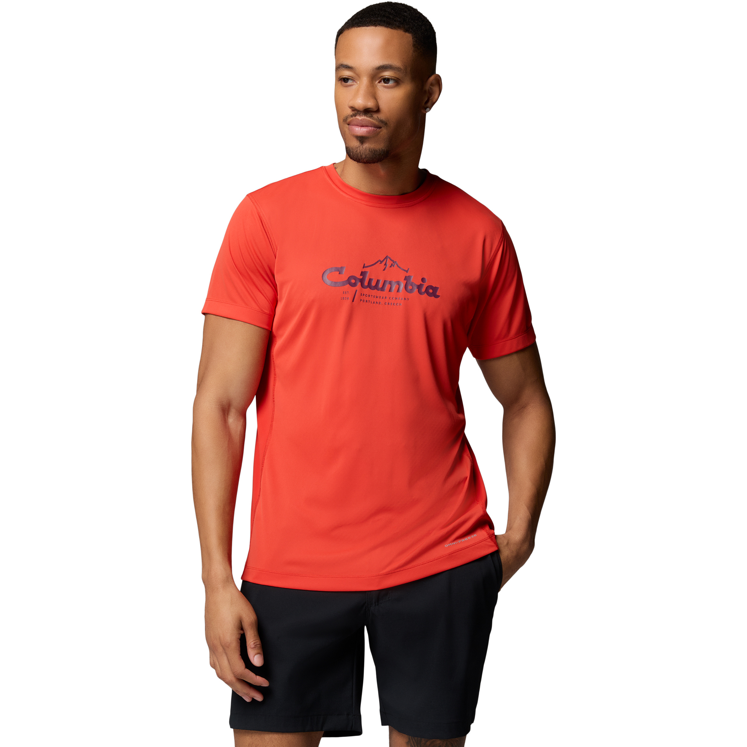 Columbia Zero Rules Light Graphic Crew Herren Laufshirts rot Größe M Trekking Schnell trocknend