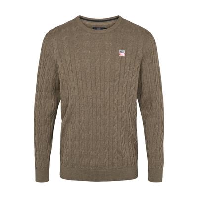 Strickpullover VINSON "VINSON Sweater VMGrant", Herren, Gr. S, braun (braun melange), Obermaterial: 100% Baumwolle, Pullover Strickpullover
