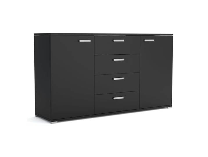 Brent - Kommode mit 4 Schubladen und 2 Turen 150 cm Breit Brixton, Sideboard für Wohnzimmer oder Schlafzimmer, Komodenschrank, Kommode Schwarz