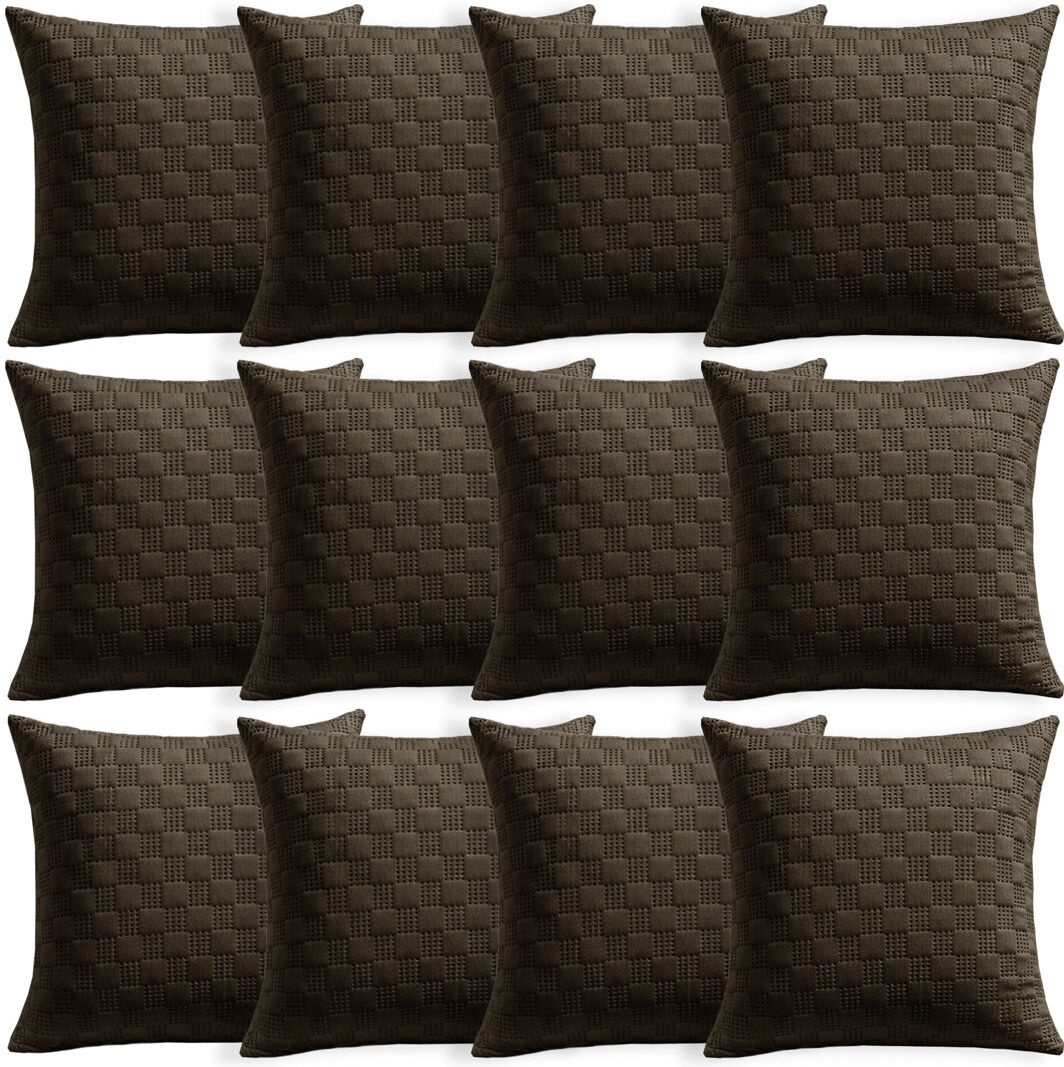 Aspire Homeware Embossed Square Velvet Cushion Covers COFFEE 45cm H X 45cm W X 19cm D