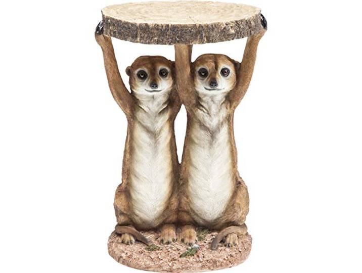 Kare Design Animal Bijzettafel, Stokstaartjes, Ø33Cm, Houtlook,Groot,Bruin
