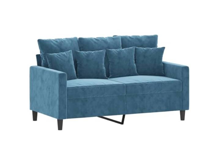 KTHLBRH 2-teiliges Sofaset aus blauem Samt mit Kissen 2- und 3-Sitzer-Sofa, Gestell aus Metall und Sperrholz, Füllung aus Schaumstoff, inklusive 18 Kissen