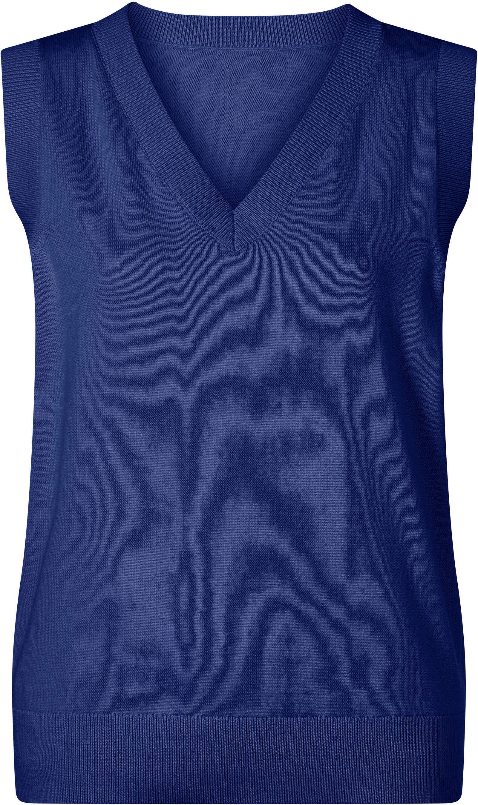 Sieh An! Pullunder SIEH AN "Pullunder Pullunder aus reiner Baumwolle", Damen, Gr. 48, royalblau, Strick, , Sportlich, V-Ausschnitt, Pullover Pullunder
