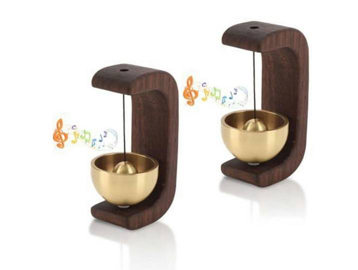 Türklingel 2-teiliges Set Holz Nussbaumfarben, Braun, 4x7.5x3 cm, Dekoration, Gartendeko