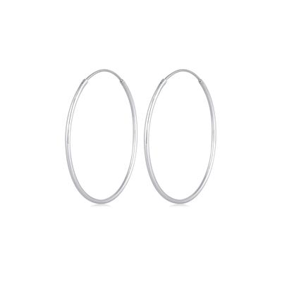 Paar Creolen ELLI "Ohrringe Creolen Rund Basic Klassisch 925 Silber", silber, Ohrringe, Damen, ohne Stein, Silber 925 (Sterlingsilber)