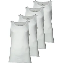 TOM TAILOR Herren Tanktop, 4er Pack - Unterhemd, Garron S, einfarbig Weiß / S