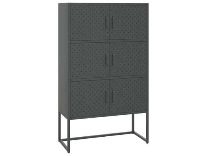 KDVXBCQJH Highboard Anthrazit 80x35x135 cm Mehrzweckschrank Stahl Höhenverstellbare Stellfüße bieten Stabilität im Wohnzimmer, 6 Fächer schaffen Ordnung bei 90 kg Gesamtbelastbarkeit.