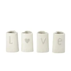 HOME STORY Vasen Love  4er Set   ¦ weiß ¦ Dolomite ¦ Maße (cm): B: 5 H: 7,8 T: 5.0