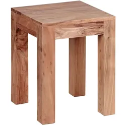 KADIMA DESIGN Beistelltisch MUMBAI Massiv-Holz Akazie 35 x 35 cm Wohnzimmer-Tisch Design dunkel-braun Landhaus-Stil