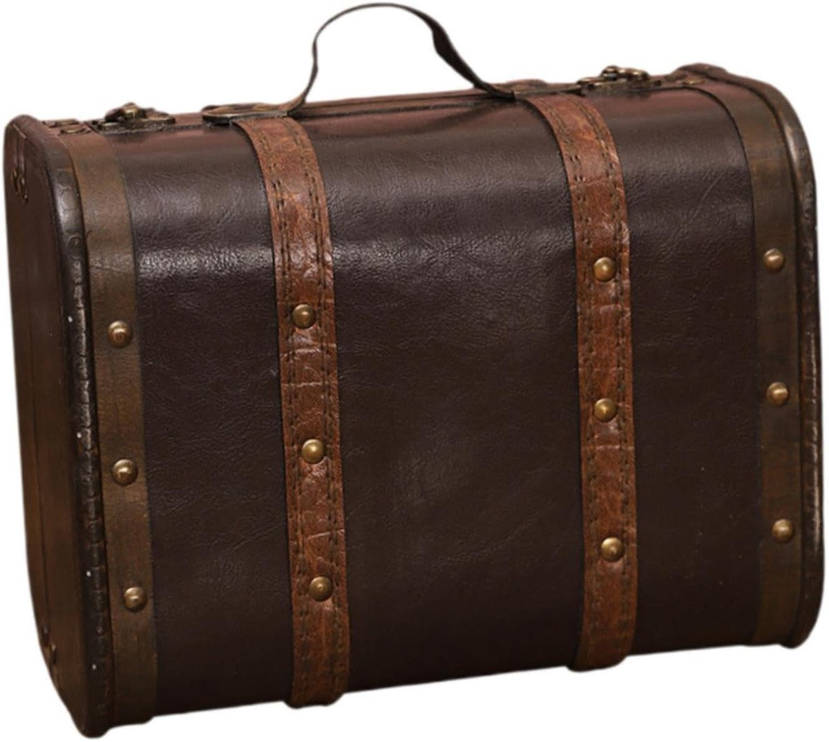 Decoratieve Houten Koffer Vintage Schatkist Bruin - Lengte: 26.5 cm