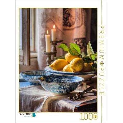 CALVENDO Puzzle Mediterrane Keramik und frische Zitronen | 1000 Teile Lege-Größe 64x48cm Foto-Puzzle für glückliche Stunden
