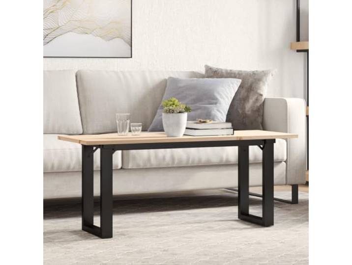 HEFZGDB Couchtisch O-Gestell 110x40x45 cm Massivholz Kiefer & Stahl mit robuster Tischplatte für Wohnzimmer, langlebiges Design und rustikale Optik, Stabiler Beistelltisch