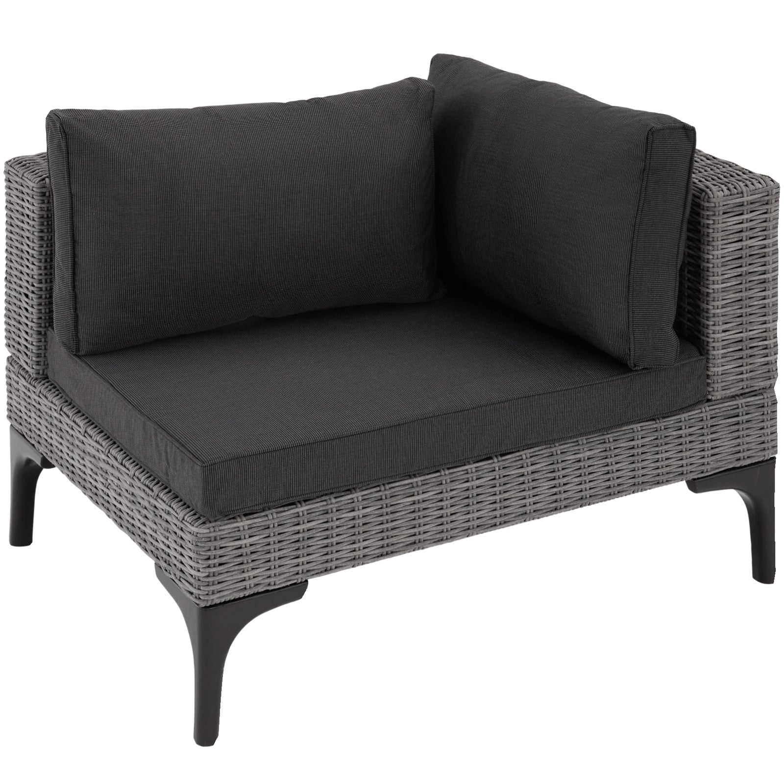 TecTake Konstanza Wicker Lounge Set met Aluminium Frame en Ottomaan - Grijs