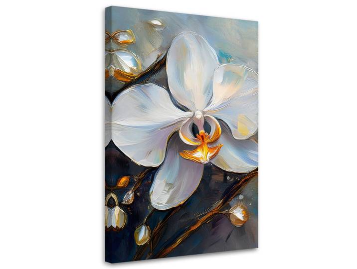 Feeby Leinwandbild Orchideen weiße Blumen 80x120cm, Weiß, Floral, Rechteckig, 80x120 cm, Bilder & Rahmen, Bilder, Leinwandbilder