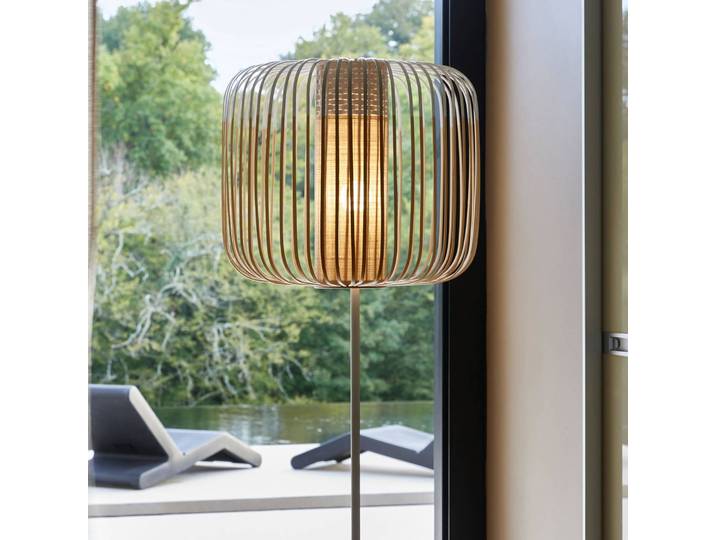 Forestier Designer Stehlampe Bamboo Light, weiß / opal, für Wohn- / Esszimmer, Bambus, Design