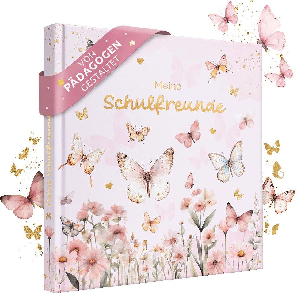 Tagebuch "Eulentaler Schmetterling, 21 x 21 cm", rosa, Notizbücher, Tagebuch, Schulfreundebuch für Erinnerungen rosa Einheitsgröße
