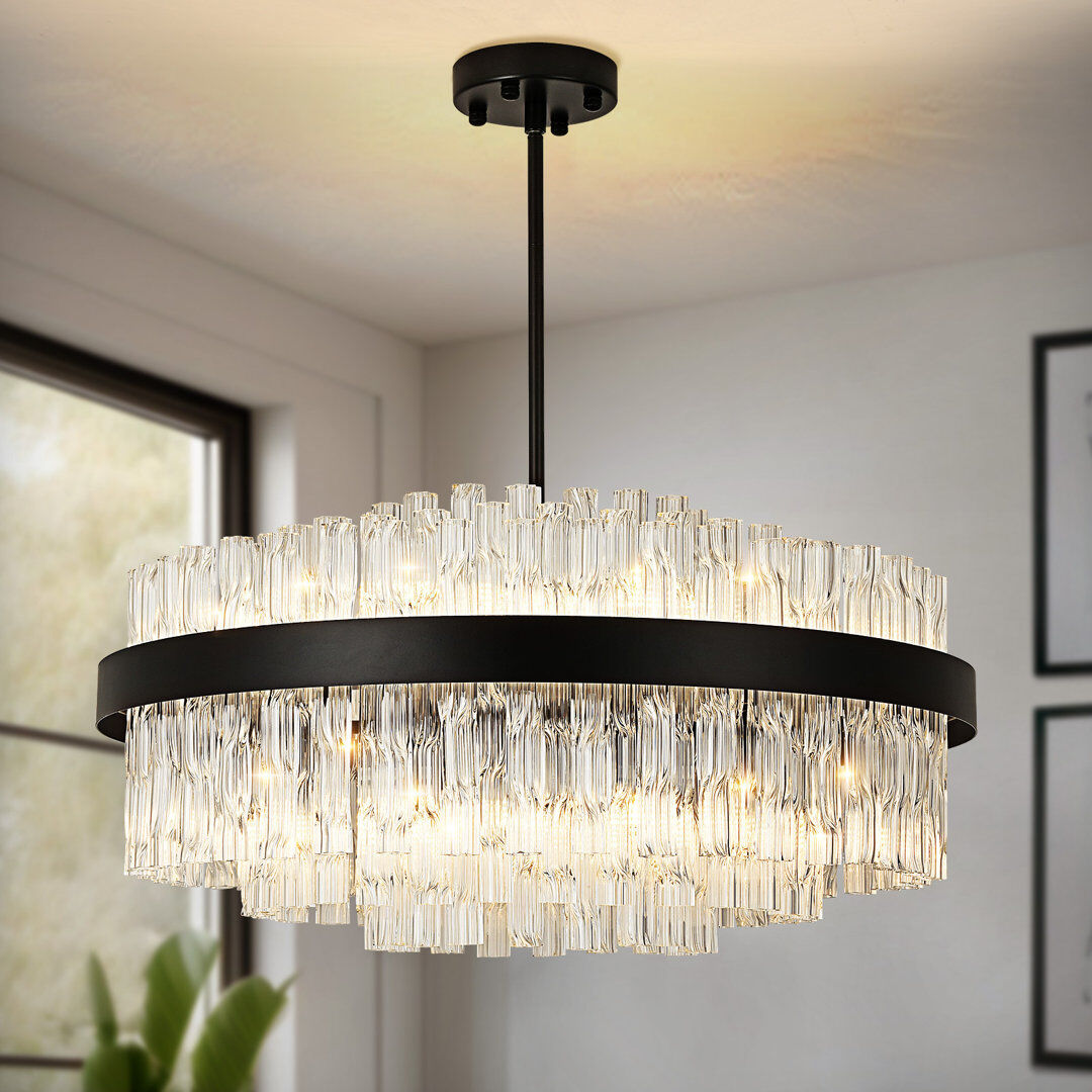Canora Grey Unique/Statement Chandelier Matte Black 30cm H X 60cm W X 30cm D
