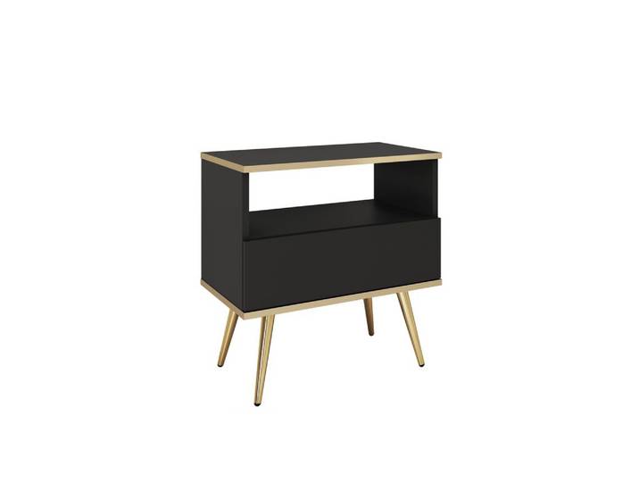 Nachttisch – ORO – S54, modern mit Push-to-Open – Schwarz