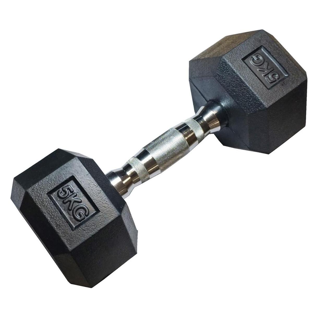 Kubi Sport Einarmige, sechseckige, gummierte Hantel - solide KUBISPORT 5 kg (76181539)
