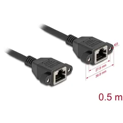 DELOCK Verlängerungskabel S/FTP RJ45 BU -> BU Cat6A 0.50m sw